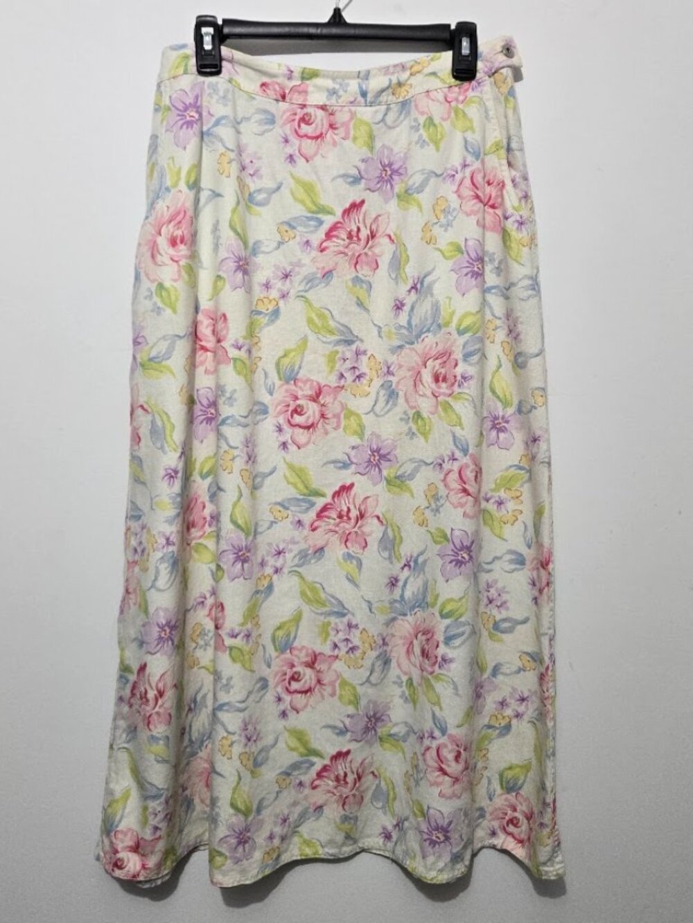 Liz Claiborne Cottagecore Garden Floral Linen Blend Midi Skirt Size 16 Country